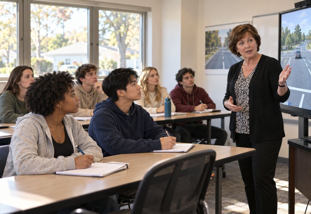 Instructor teaching the 5-hour pre-licensing class